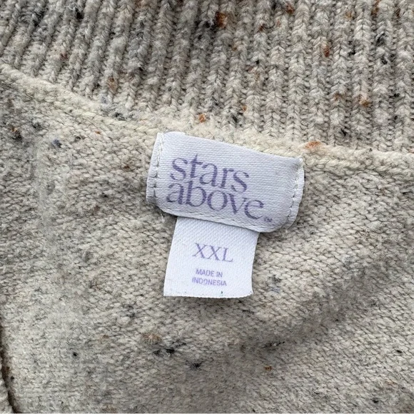 Sweater Set - joggers & v-neck sweater - speckled cream color - cotton blend - Picture 4 of 11